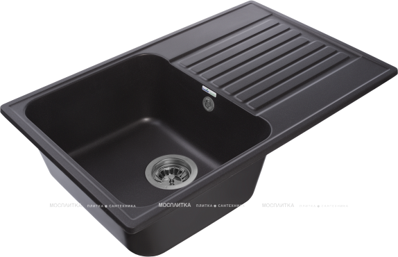 Кухонная мойка GranFest Quarz 73,6, прямоугольная, цвет черный - 2 изображение