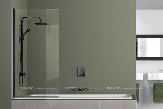 Душевая шторка на ванну Azario Merrit 80х140 см AZ-NF6211-1 800 BLACK профиль черный, стекло прозрачное - 2 изображение