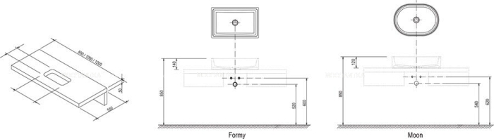 Столешница Ravak Formy под раковину L 1200 X000000832, белый - 3 изображение