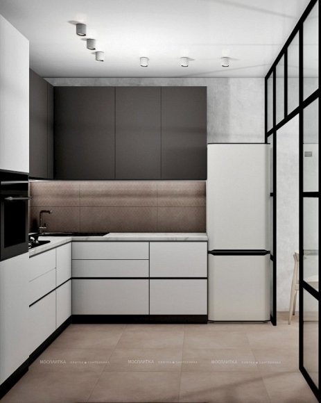Дизайн Кухня-гостиная в стиле Современный в бежевом цвете №12692 - 5 изображение