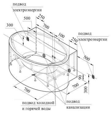 Акриловая ванна Radomir Лагуна Комфорт Luxe хром - 8 изображение