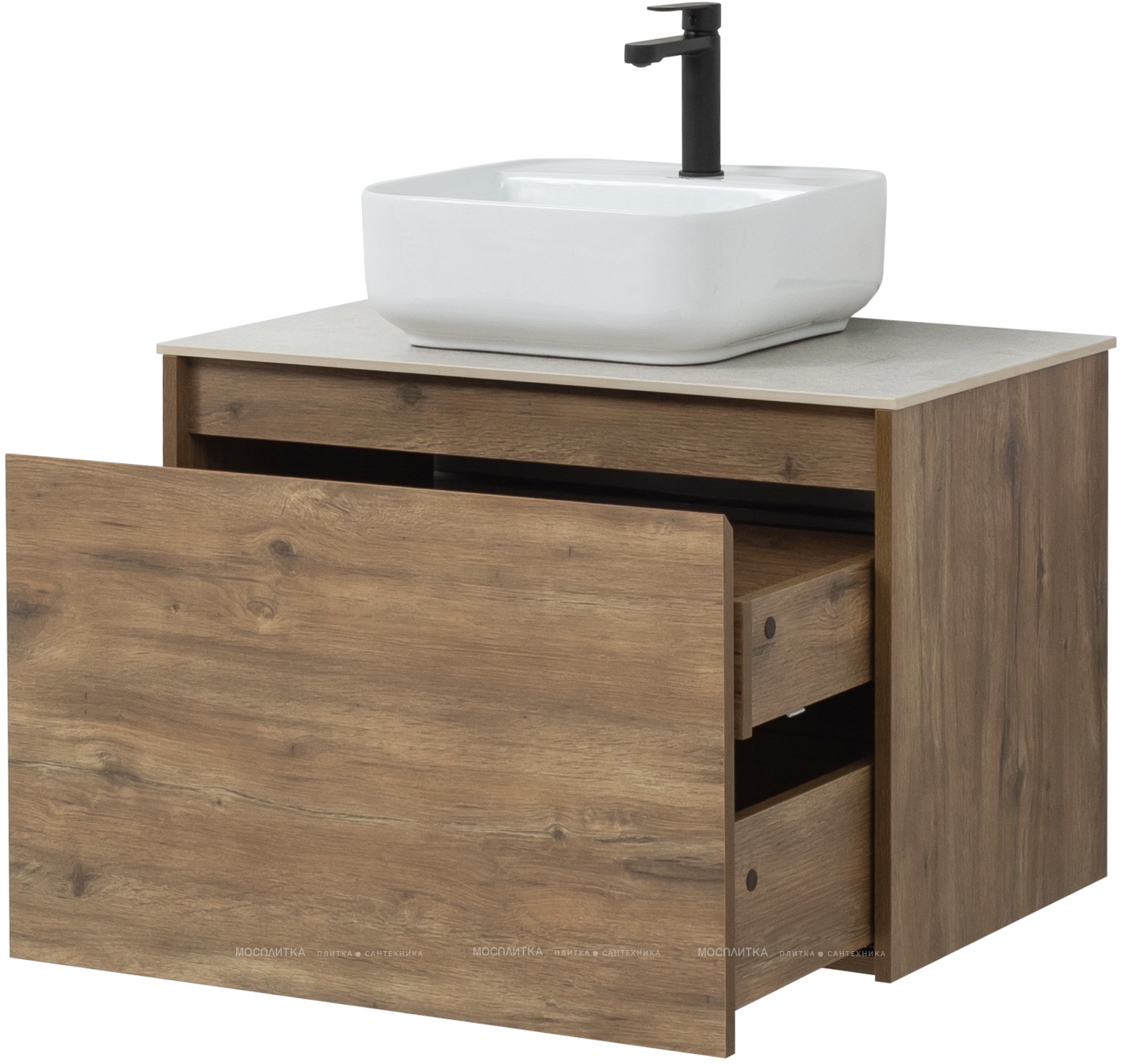 Комплект мебели для ванной Aquanet Nova Lite 75 см 249514, 1 ящик, коричневый - изображение 10