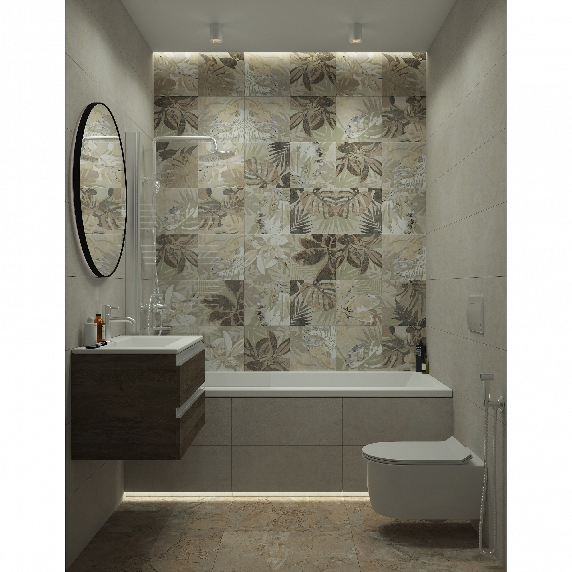 Керамогранит Vitra Декор Marble-Beton Цветочный Лаппато Ректификат 30х60 - изображение 17