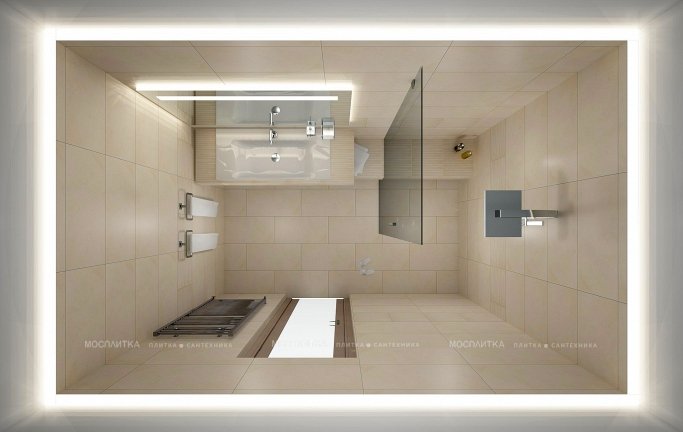 Дизайн Ванная в стиле Современный в бежевом цвете №10832 - 3 изображение