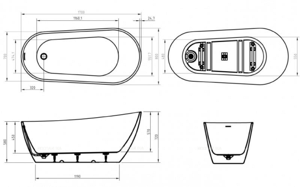 Акриловая ванна 170х80 см BelBagno BB704-1700-800-K белая - 8 изображение