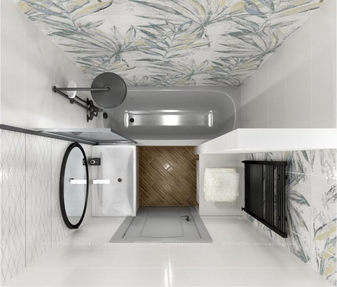 Дизайн Ванная в стиле Арт-деко в белом цвете №12385 - 3 изображение