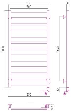 Полотенцесушитель электрический Сунержа Центурион 2.0 100х50 см 12-5603-1050 белый - 4 изображение