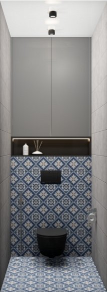 Дизайн Санузел в стиле Современный в голубом цвете №12834 - 3 изображение