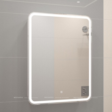 Зеркальный шкаф Art&Max Platino 60 см AM-Pla-600-800-1D-R-DS-F с подсветкой, белый - 2 изображение
