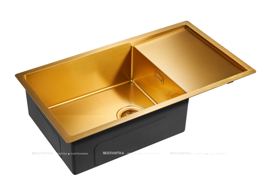 Мойка кухонная Paulmark Platte PM807844-BG брашированное золото - 2 изображение