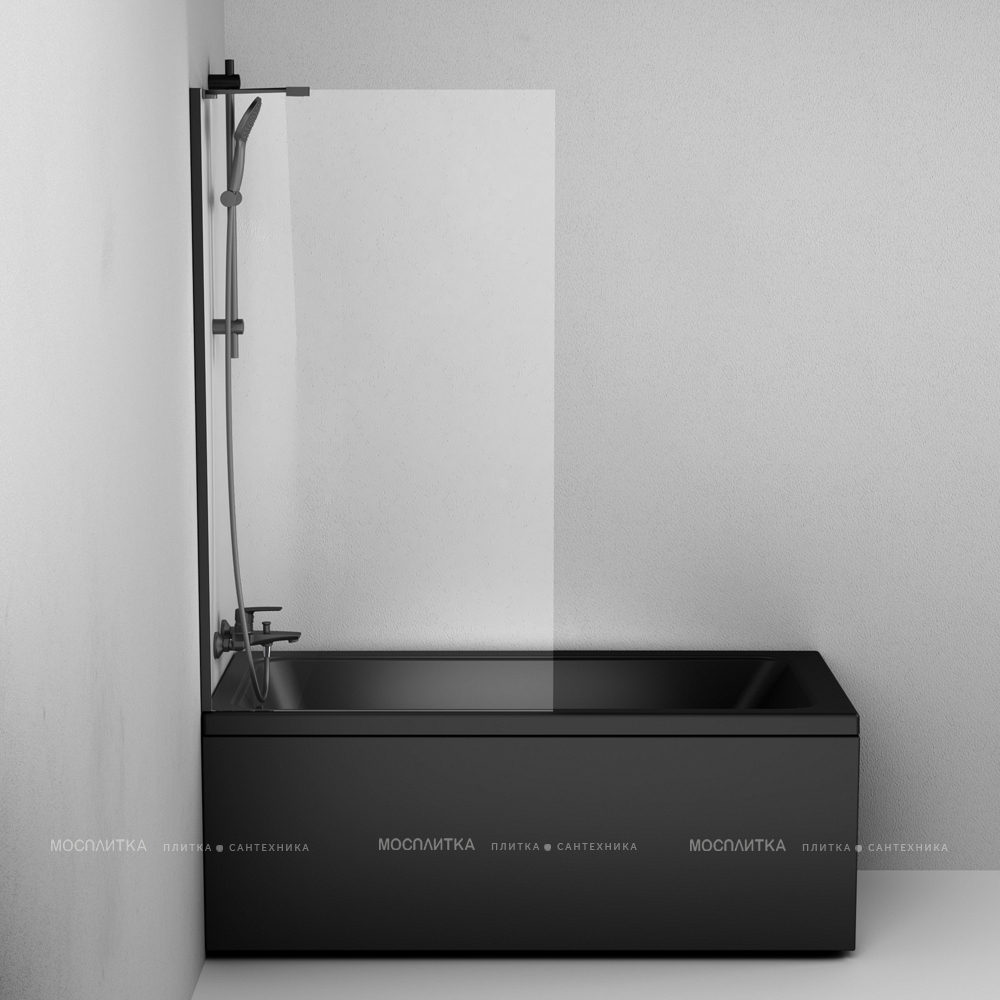 Душевая шторка на ванну Am.Pm Gem 80х140 см W90BS-080-140BT профиль черный, стекло прозрачное - изображение 5