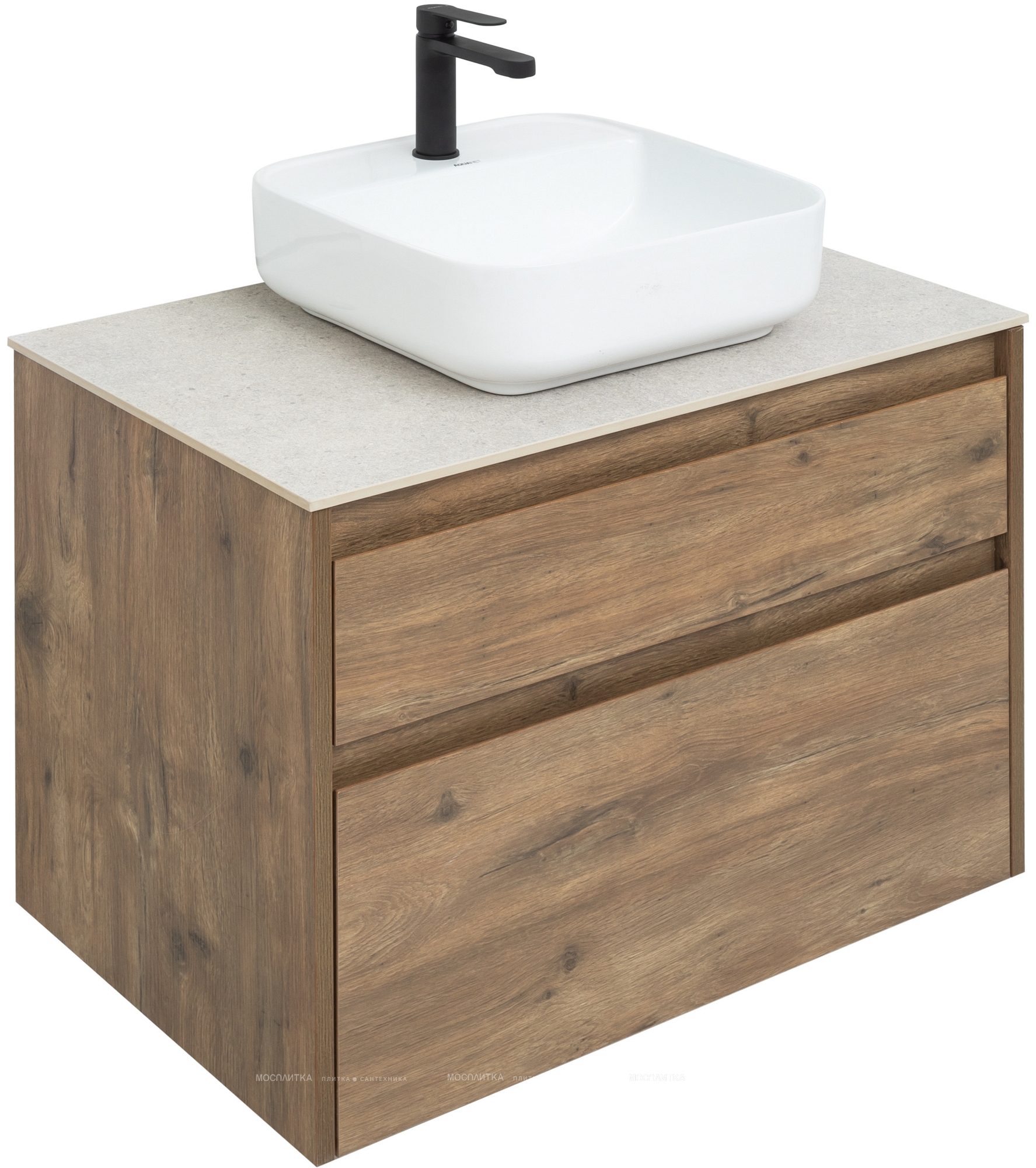 Комплект мебели для ванной Aquanet Nova Lite 75 см 249515, 2 ящика, коричневый - изображение 9