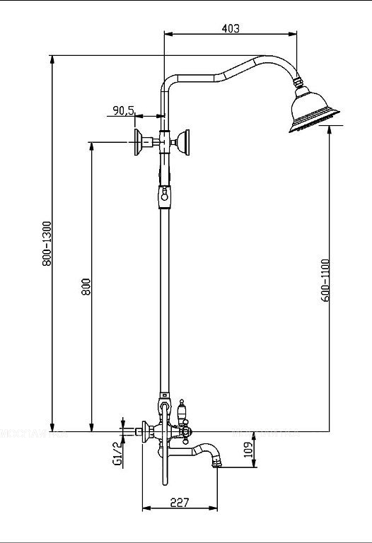 Душевая стойка Timo Nelson SX-1290/00 chrome, 3-х режимная, хром - изображение 2