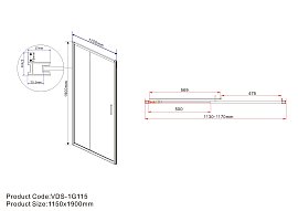 Душевая дверь Vincea Garda 115х190 VDS-1G115CLB, профиль черный, стекло прозрачное