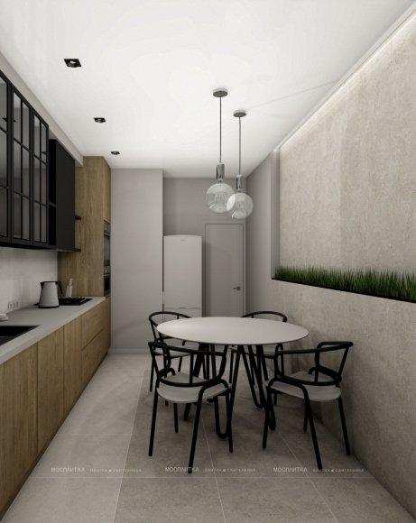 Дизайн Кухня в стиле Минимализм в сером цвете №12889 - 5 изображение