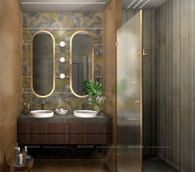 Дизайн Ванная в стиле Минимализм в коричневом цвете №12433 - 5 изображение