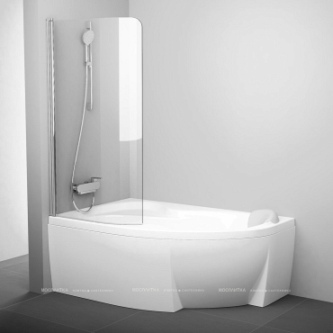 Шторка на ванну Ravak CVSK1 ROSA 140/150 L блестящая+ транспарент, серый - 2 изображение