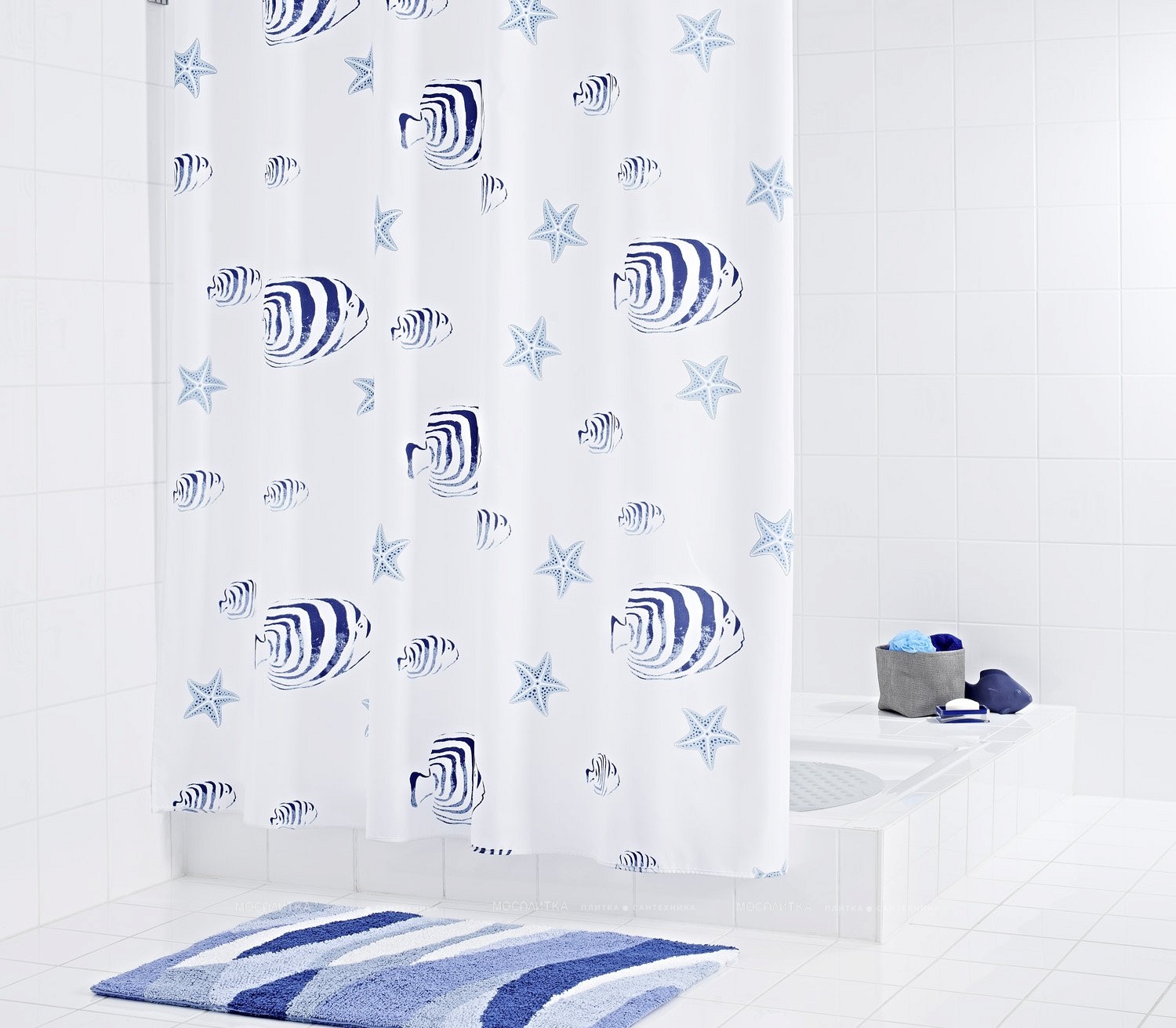 Штора для ванных комнат Ridder Skalar синяя/голубая - изображение 2