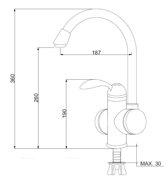 Кран-водонагреватель проточного типа для кухонной мойки РМС РМС-ЭЛ01 белый - 5 изображение