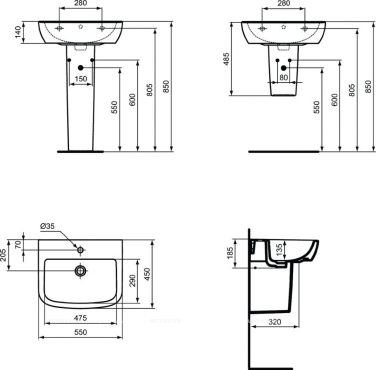 Полуколонна для раковины с крепежом Ideal Standard TEMPO T423001 - 3 изображение