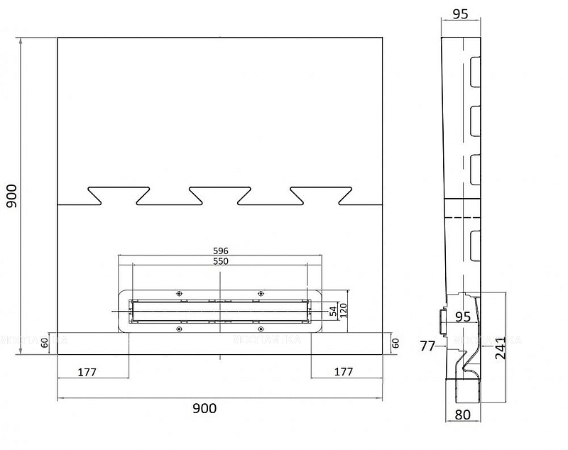 Душевой поддон под плитку Pestan Confluo Board UNI 900 со встроенный лотком Frameless Line 550 40007821SS - изображение 11