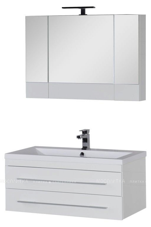 Зеркальный шкаф Aquanet Нота 100 камерино белый - изображение 5