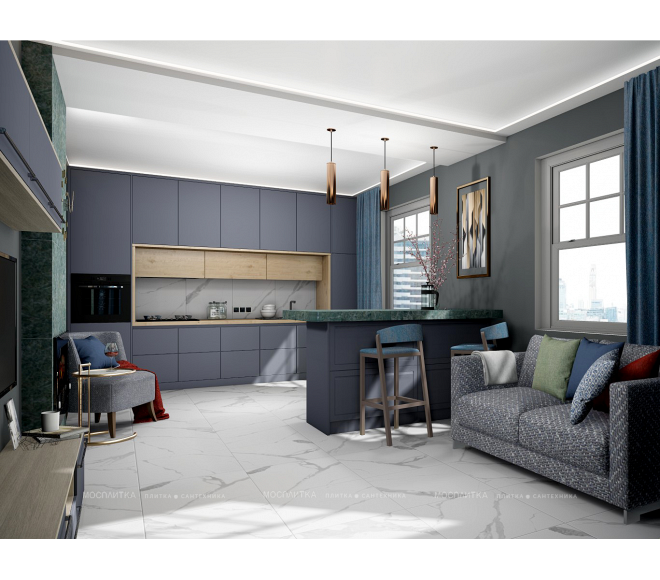 Дизайн Кухня-гостиная в стиле Современный в сером цвете №12974 - 5 изображение