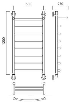 Полотенцесушитель водяной Aquanerzh лесенка дуга с полкой 120x50 - 2 изображение