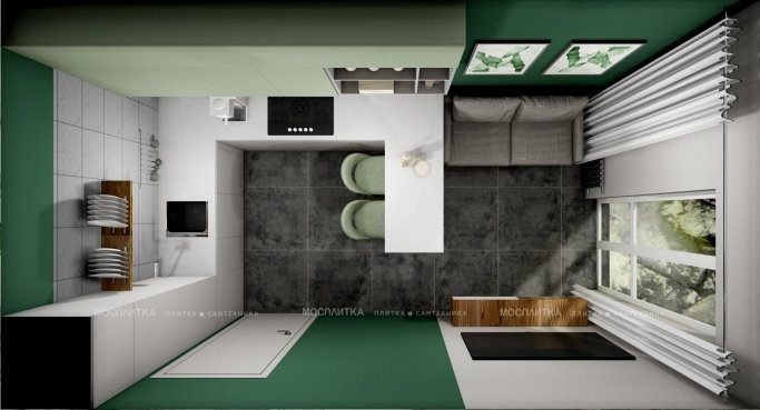 Дизайн Кухня в стиле Минимализм в сером цвете №12713 - 2 изображение