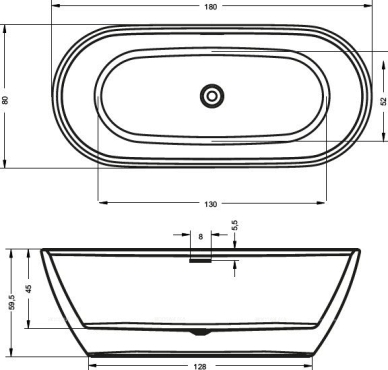 Акриловая ванна Riho Inspire 180x80 см Velvet White - 3 изображение