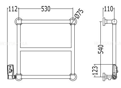Полотенцесушитель электрический Devon&Devon Iside 5, PRI5CREL 53 x 55 см, хром - изображение 2