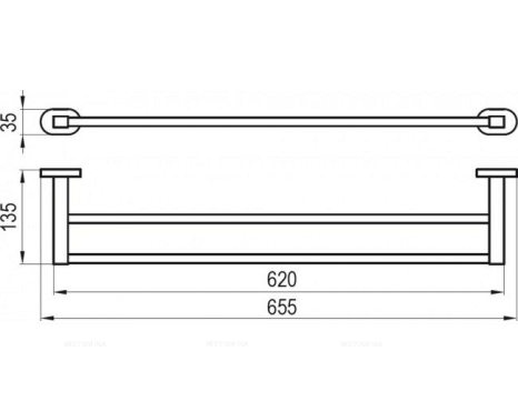Полотенцедержатель двойной Ravak Chrome CR 320.00, 66 см - 2 изображение