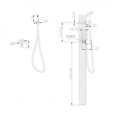 Гигиенический душ Abber Emotion AF8825 со смесителем, хром глянец - 4 изображение