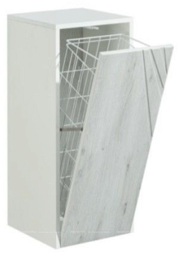 Подвесной шкаф с бельевой корзиной Aquaton Сакура, ольха наварра/Белый глянец - 2 изображение