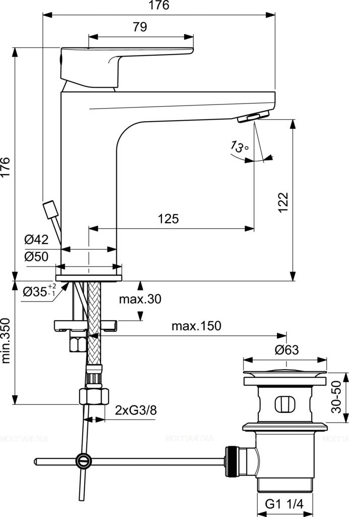 Душевой комплект Ideal Standard Ceratherm T25 3 в 1 BC984AA - изображение 9
