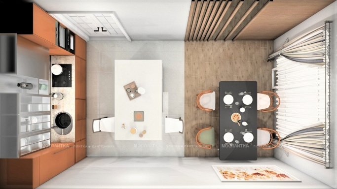 Дизайн Кухня в стиле Современный в бежевом цвете №12676 - 3 изображение