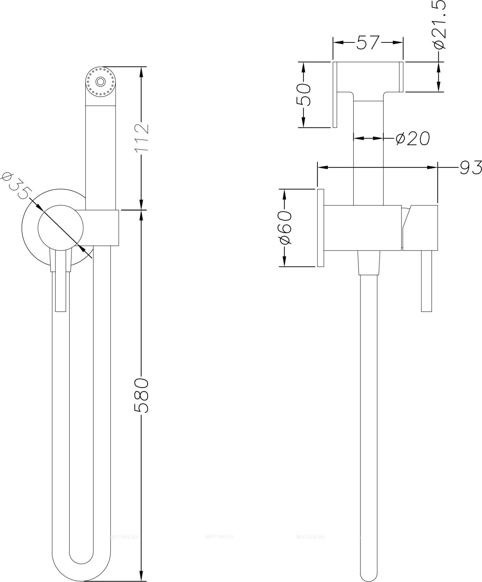 Гигиенический душ Creto Element 2.0-PWM-CR со смесителем, хром глянец - изображение 2