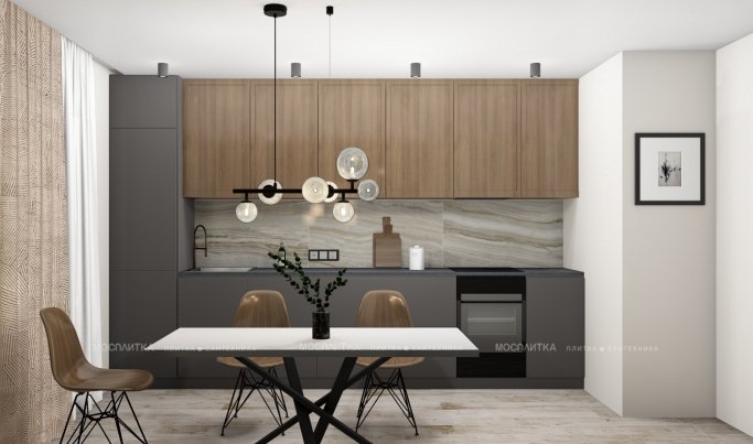 Дизайн Кухня в стиле Современный в бежевом цвете №12837 - 5 изображение
