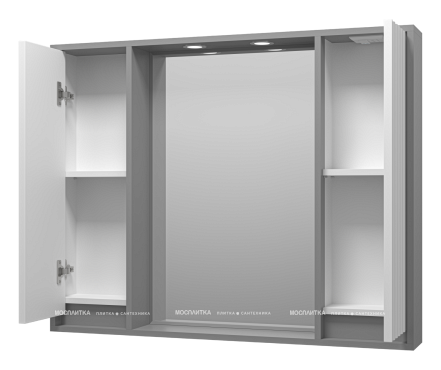 Зеркальный шкаф Brevita Balaton 100 см BAL-04100-01-01 с подсветкой, белый / серый - 3 изображение
