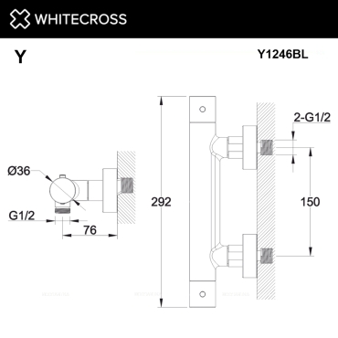 Термостат для душа Whitecross Y black Y1246BL матовый черный - 3 изображение