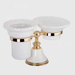 Мыльница и стакан для щеток Tiffany World Harmony TWHA141bi/oro, белый/золото