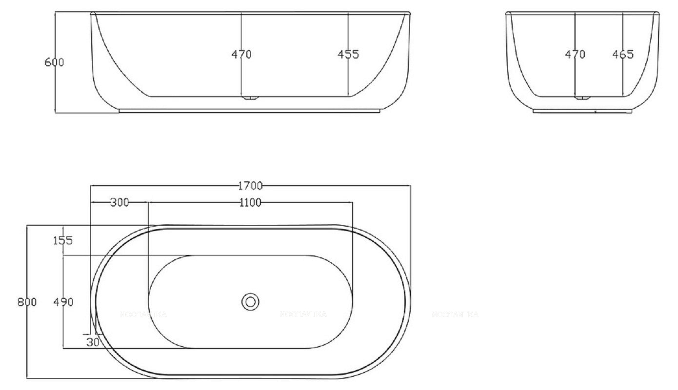 Акриловая ванна BelBagno BB401-1700-800, 170x80 см - изображение 2