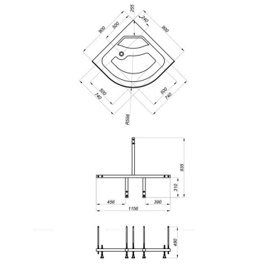Душевой уголок Triton Стандарт Мозаика Б 90x90 см четверть круга стекло с узором высокий поддон сифон - 3 изображение