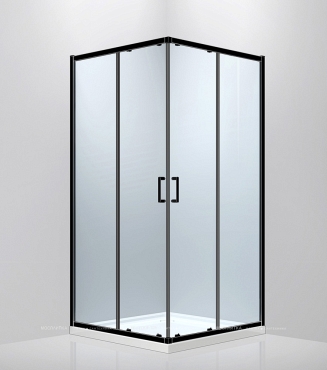 Душевой уголок 100х100 см Abber Schwarzer Diamant AG02100B стекло прозрачное, профиль черный - 3 изображение