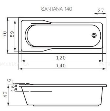 Акриловая ванна Cersanit Santana 140х70 см - изображение 6