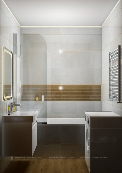 Дизайн Ванная в стиле Современный в коричневом цвете №12380 - 6 изображение