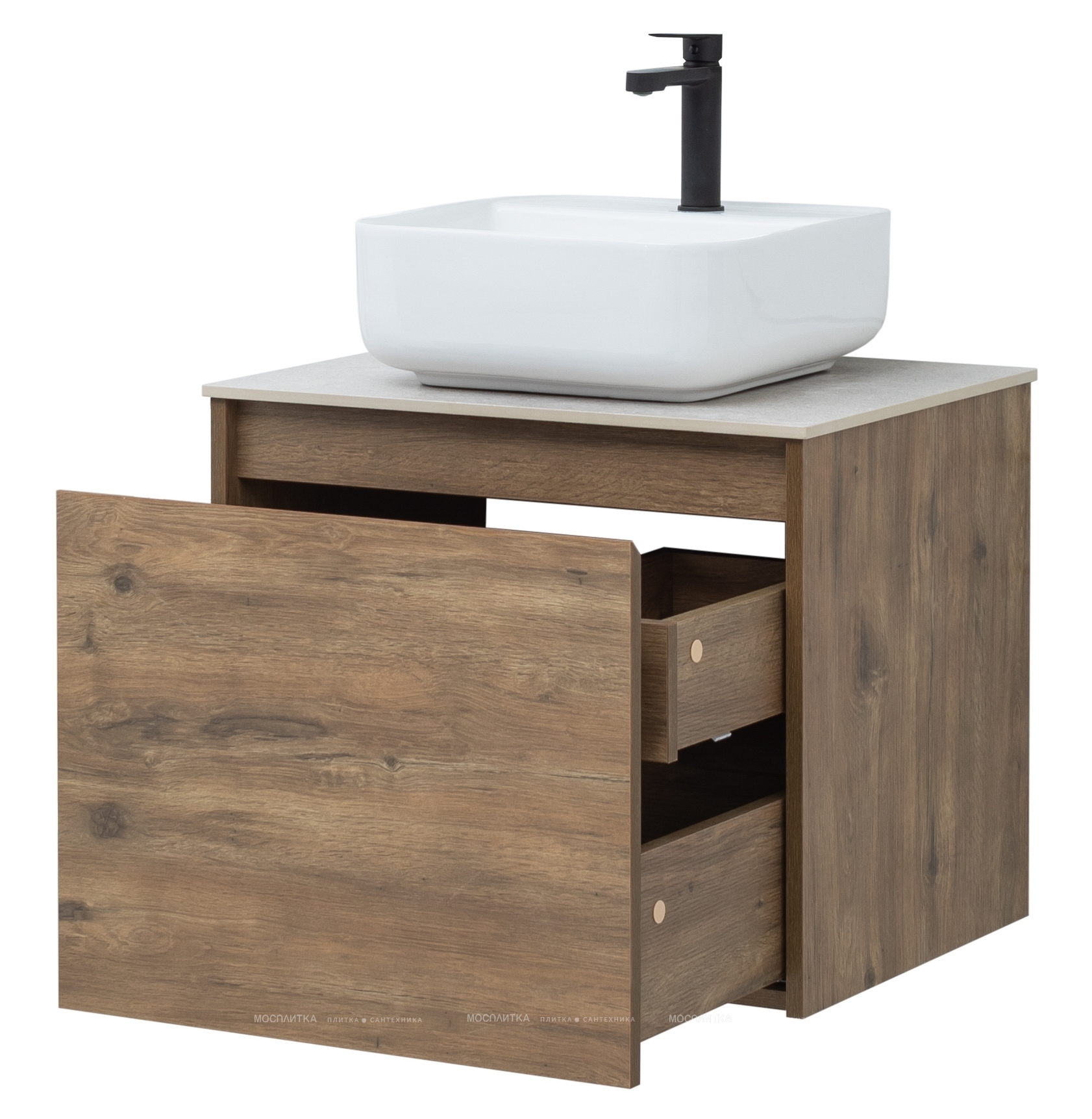 Комплект мебели для ванны Aquanet Nova Lite 60 см 249511, 1 ящик, коричневый - изображение 8
