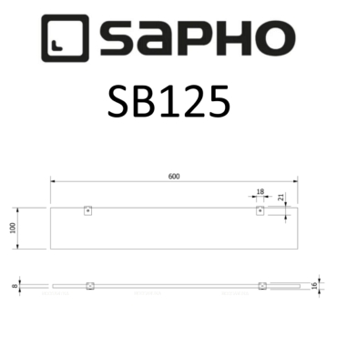 Полка Sapho Samba SB125 хром - 5 изображение