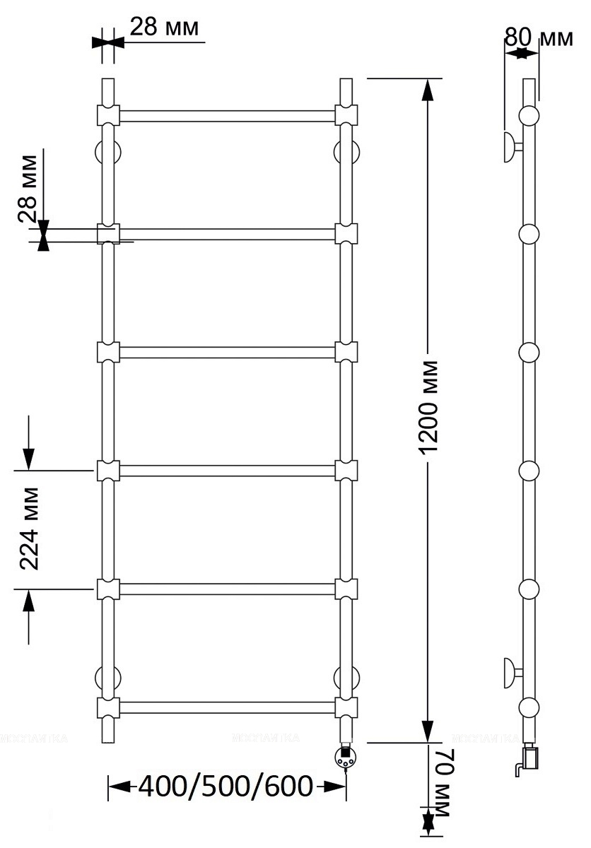 Полотенцесушитель электрический Secado Флоренция 2 120х40 см 4603777464974 R, бронза - изображение 2