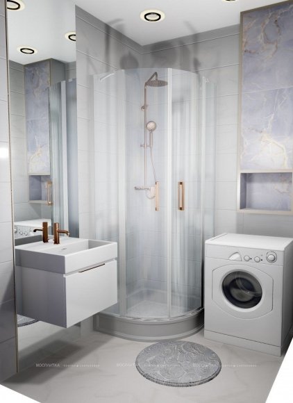 Дизайн Ванная в стиле Современный в белом цвете №12305 - 3 изображение